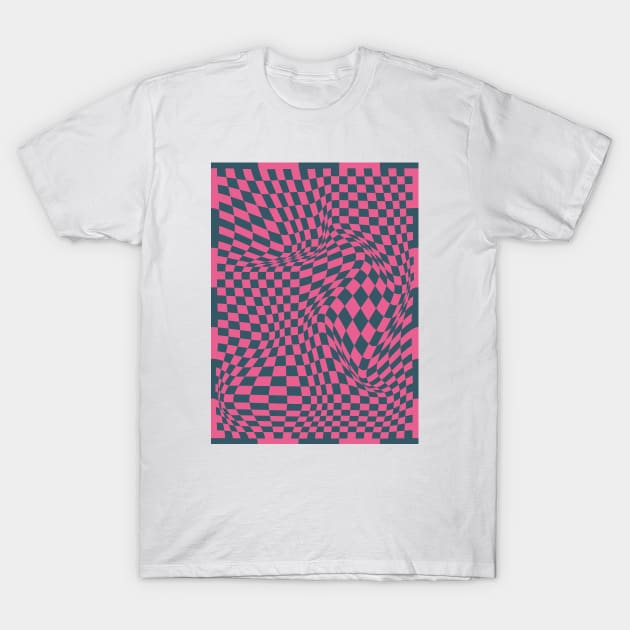 Checkerboard Pattern - Pink Blue T-Shirt by Colorable